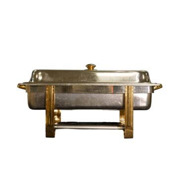8Qt Stainless Rectangle Chafing Dish with Gold Handles